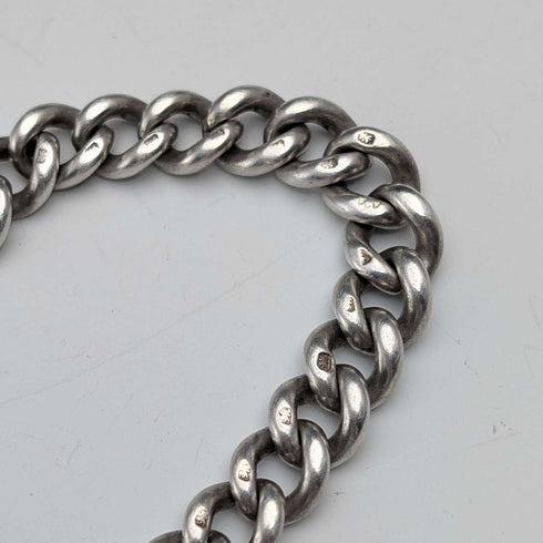 1895 British Antique Sterling Silver Albert Chain, 64g, Sterling Silver Soccer Medal Fob
