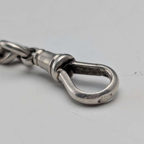 1895 British Antique Sterling Silver Albert Chain, 64g, Sterling Silver Soccer Medal Fob