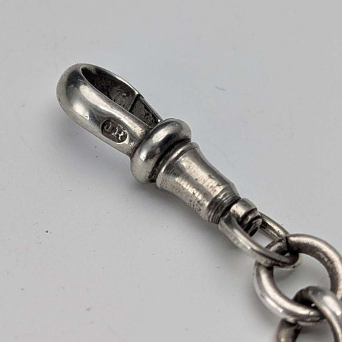 Hacia 1915, cadena Albert de plata esterlina antigua inglesa, 36 g, con dije de pajarito pintado a mano