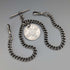 Cadena Albert doble de plata de ley antigua británica de 1923, 56 g, con moneda fob de plata de 1 florín, Britton & Sons