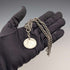 Cadena Albert doble de plata de ley antigua británica de 1923, 56 g, con moneda fob de plata de 1 florín, Britton & Sons