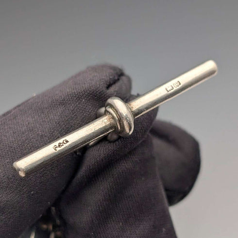 Cadena Albert de plata de ley antigua británica de 1920, 52 g, con petaca de plata de ley incluida.