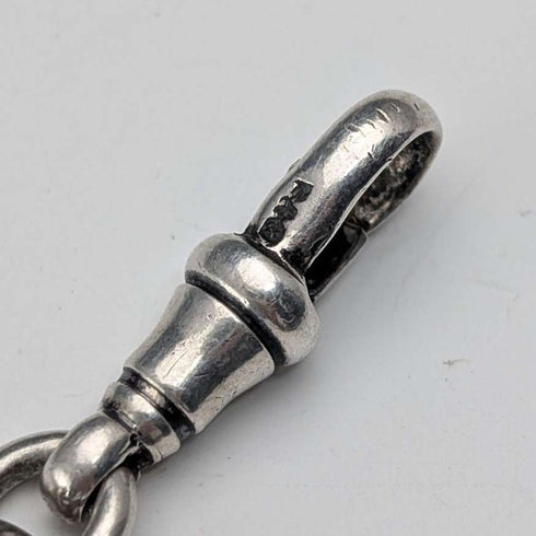 Cadena Albert de plata de ley antigua británica de 1920, 52 g, con petaca de plata de ley incluida.