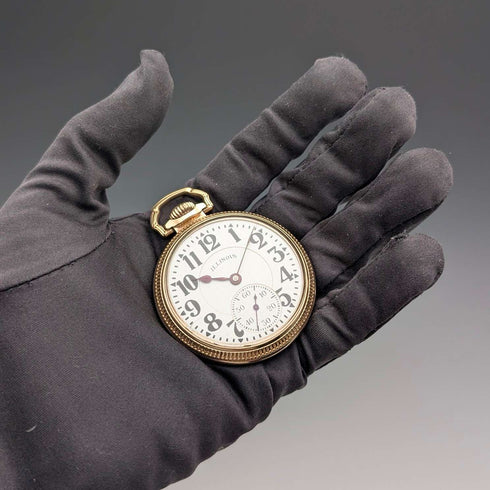1927年 米国イリノイ バン・スペシャル 60時間駆動 金張りケース 懐中時計 鉄道時計 動作良好