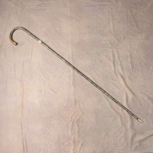 1908年英國古董棕色桿,弧形手柄,純銀裝飾輕便手杖,80厘米