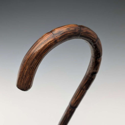 1908年英國古董棕色桿,弧形手柄,純銀裝飾輕便手杖,80厘米