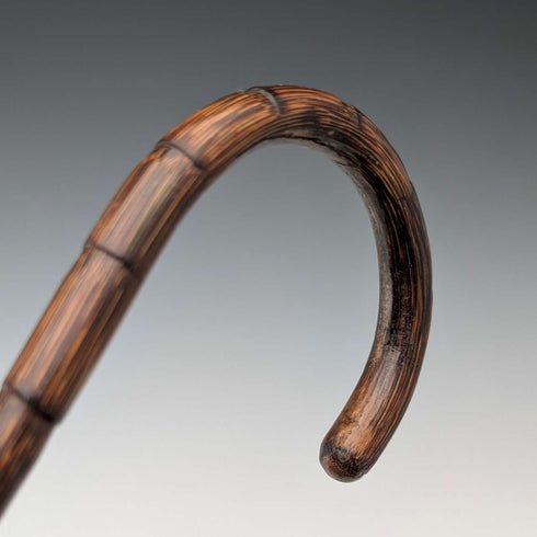 1908年英國古董棕色桿,弧形手柄,純銀裝飾輕便手杖,80厘米