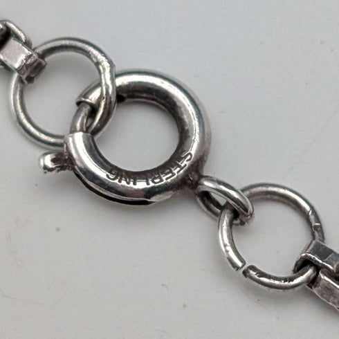 Colgante relicario ovalado de plata de ley vintage británica con cadena de plata de ley, 19 g en total DJ