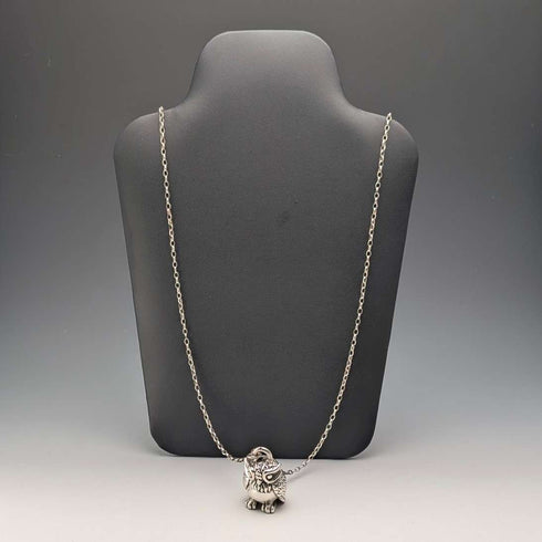 Colgante de búho de plata de ley vintage y collar de cadena de eslabones de plata de ley, 28 g en total, NAJO