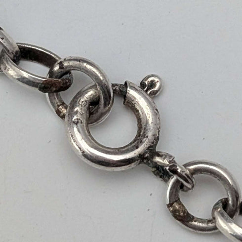 Colgante de búho de plata de ley vintage y collar de cadena de eslabones de plata de ley, 28 g en total, NAJO