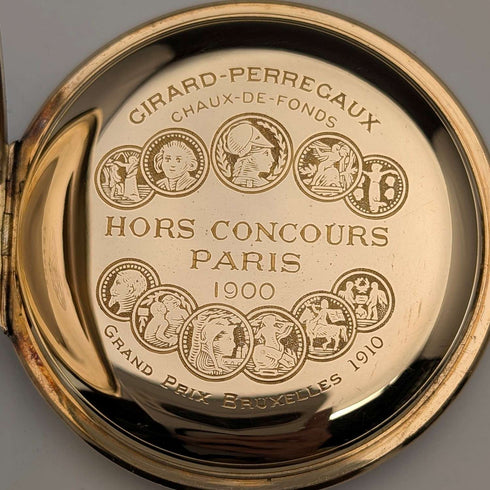约1930年 芝柏(Girard-Perregaux)怀表 18K金猎表壳 运转良好 附皮盒