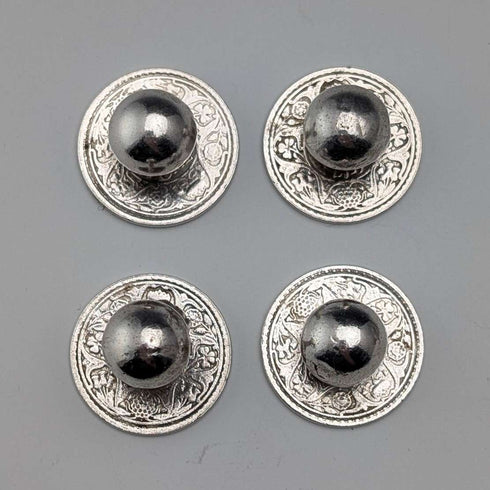 British Vintage Antique Silver Coin Shirt Stud Buttons, Set of 4, in Case
