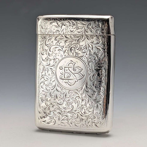 Estuche para cigarrillos de plata esterlina, antigüedad británica de 1902, 75 g, I.J. Evens&Co
