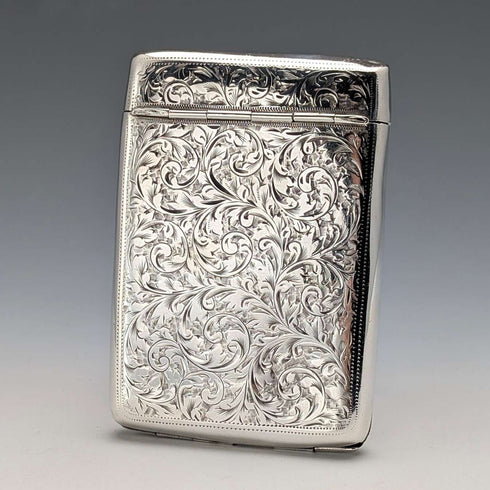 Estuche para cigarrillos de plata esterlina, antigüedad británica de 1902, 75 g, I.J. Evens&Co