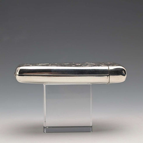 Estuche para cigarrillos de plata esterlina, antigüedad británica de 1902, 75 g, I.J. Evens&Co