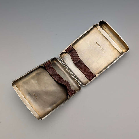 Estuche para cigarrillos de plata esterlina, antigüedad británica de 1902, 75 g, I.J. Evens&Co