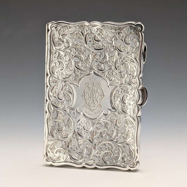 Estuche para cigarrillos de plata esterlina, antiguo británico de 1898, 69 g, William Neale
