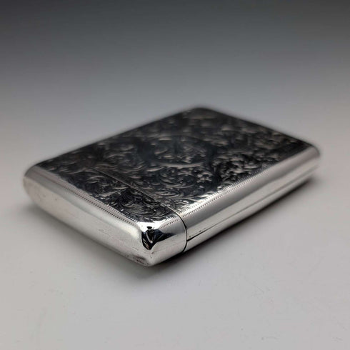 Estuche para cigarrillos de plata esterlina, antigüedad británica de 1902, 75 g, I.J. Evens&Co