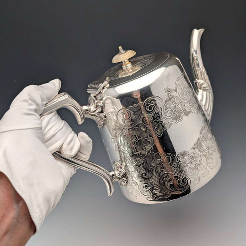 Circa 1905 British Antique Silver Plated Teapot by John Henry Potter