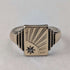 Anillo sello vintage de plata de ley y chapado en oro de 9 quilates (talla 22)