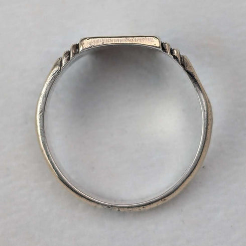 Anillo sello vintage de plata de ley y chapado en oro de 9 quilates (talla 22)