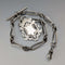 Cadena Albert de plata de ley, eslabones de fantasía, antigüedad británica de alrededor de 1894, 44 g, con medalla-fob de plata de ley
