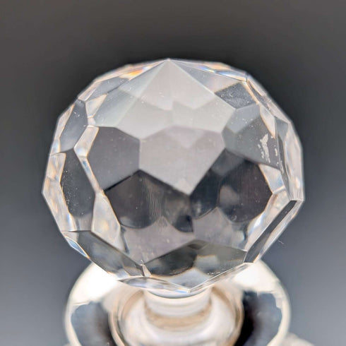 1983年 英国复古切割玻璃方形醒酒器 纯银装饰 Garrard&Co
