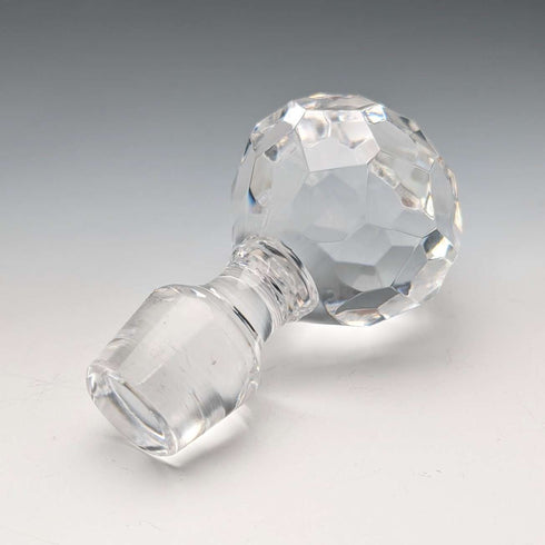 1983年 英国复古切割玻璃方形醒酒器 纯银装饰 Garrard&Co