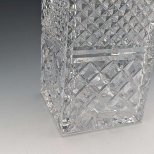 1983年 英国复古切割玻璃方形醒酒器 纯银装饰 Garrard&Co
