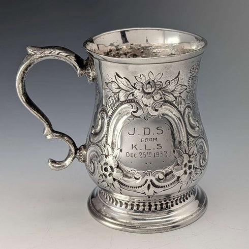 Mid-19th Century British Antique Silver Plate Mug