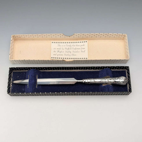 1971年 英国ヴィンテージ 纯银手柄信件拆封刀 带盒 极美品 Harrison Brothers