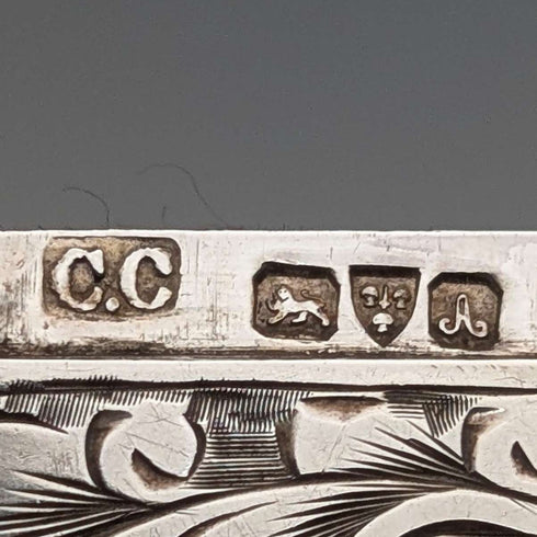 1901年 英国古董 浮雕纯银名片盒 70g Colen Hewer Cheshire