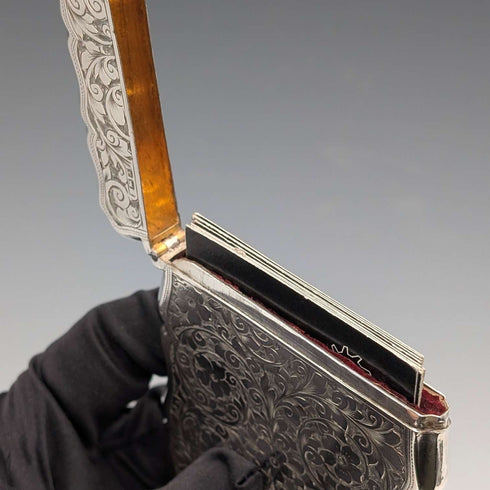 1901年 英国古董 浮雕纯银名片盒 70g Colen Hewer Cheshire