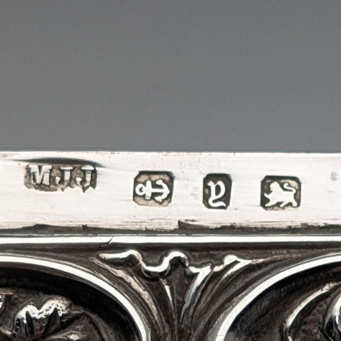 1898 British Antique Relief Sterling Silver Card Case, 69g, by Matthew John Jessop