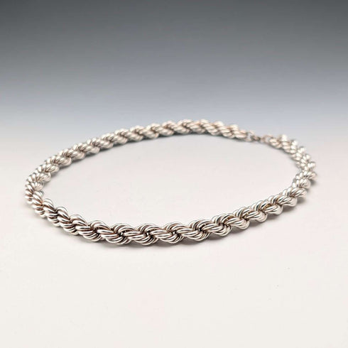 Collar de cadena trenzada extragruesa de plata esterlina vintage británica, 42 cm, 37,9 g, DN