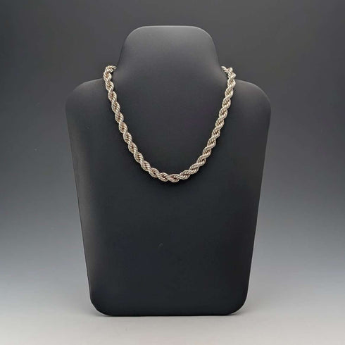 Collar de cadena trenzada extragruesa de plata esterlina vintage británica, 42 cm, 37,9 g, DN