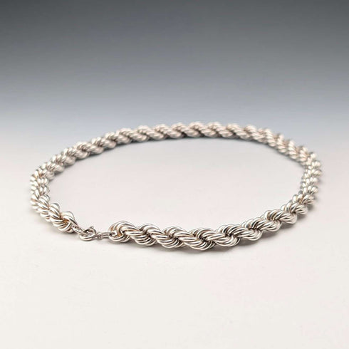 Collar de cadena trenzada extragruesa de plata esterlina vintage británica, 42 cm, 37,9 g, DN