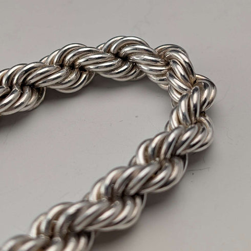 Collar de cadena trenzada extragruesa de plata esterlina vintage británica, 42 cm, 37,9 g, DN