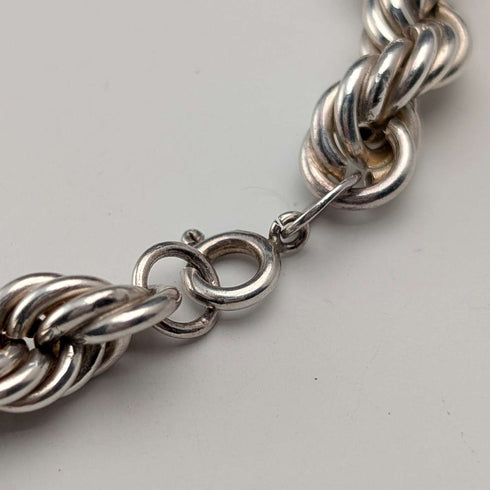 Collar de cadena trenzada extragruesa de plata esterlina vintage británica, 42 cm, 37,9 g, DN