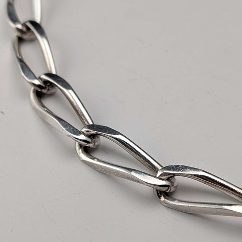 Collar de cadena larga tipo cubana, de plata de ley vintage británica, 60 cm, 63 g, VJ