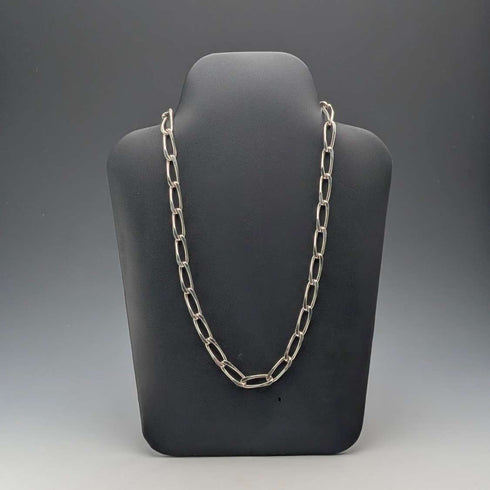 Collar de cadena larga tipo cubana, de plata de ley vintage británica, 60 cm, 63 g, VJ
