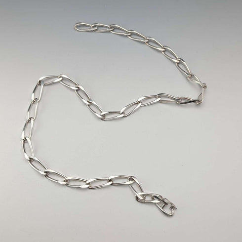 Collar de cadena larga tipo cubana, de plata de ley vintage británica, 60 cm, 63 g, VJ