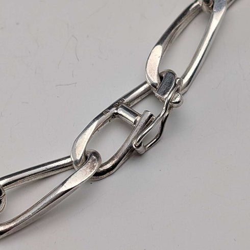 Collar de cadena larga tipo cubana, de plata de ley vintage británica, 60 cm, 63 g, VJ