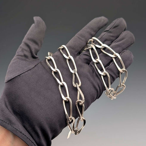 Collar de cadena larga tipo cubana, de plata de ley vintage británica, 60 cm, 63 g, VJ