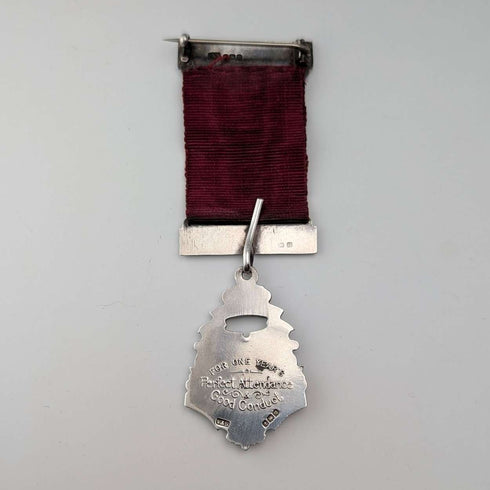 1915年 英国古董纯银全勤奖奖章 Vaughton&Son出品