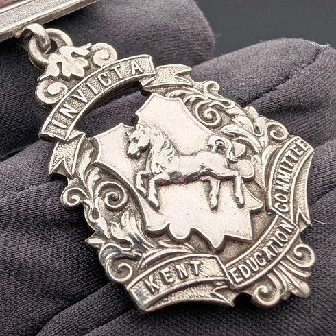 1915年 英国古董纯银全勤奖奖章 Vaughton&Son出品