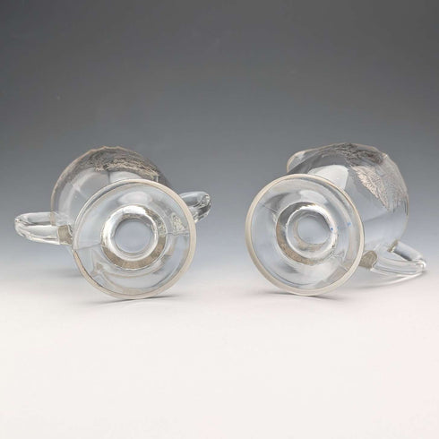 Azucarero y jarra para crema con baño de plata vintage de EE. UU., Silver City Glass Co.