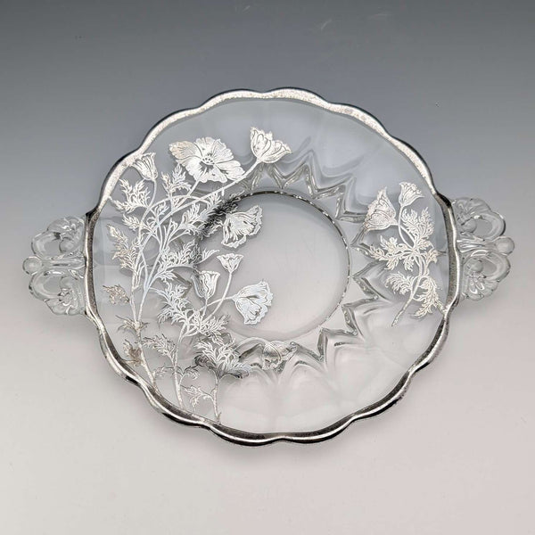 美国复古银饰面小碟 直径18cm Silver City Glass Co