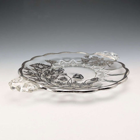 米国ヴィンテージ シルバーオーバーレイ スモールディッシュ 直径18cm Silver City Glass Co