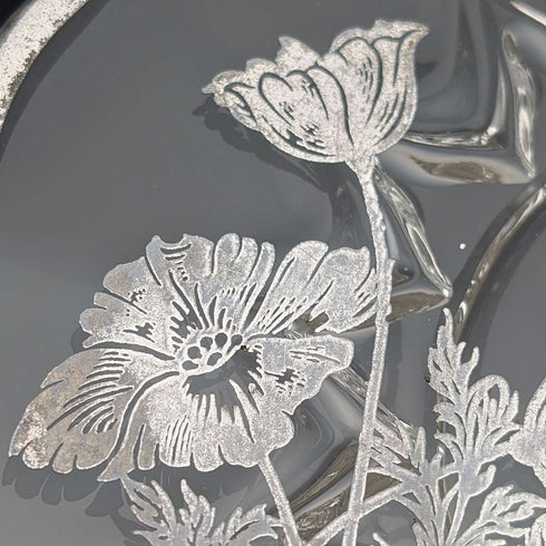 米国ヴィンテージ シルバーオーバーレイ スモールディッシュ 直径18cm Silver City Glass Co